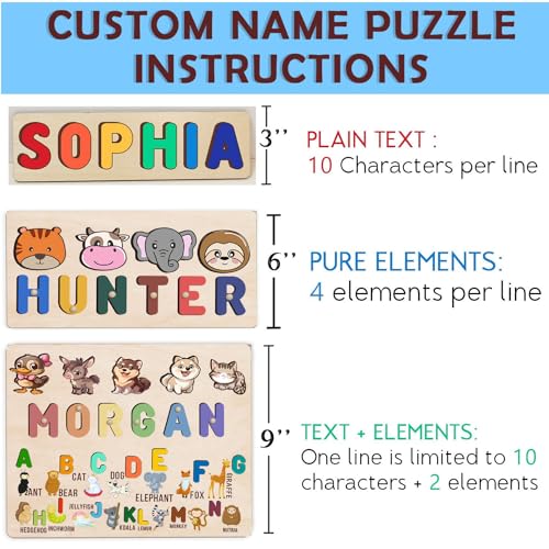 Personalized Wooden Name Puzzle for Toddlers 1-3 1