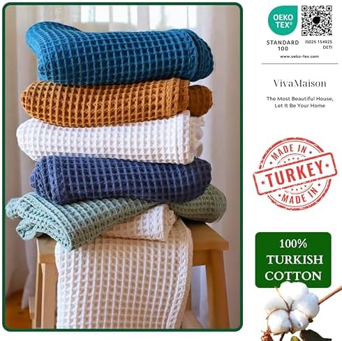Viva Maison Red Waffle Bath Towel Set of 2