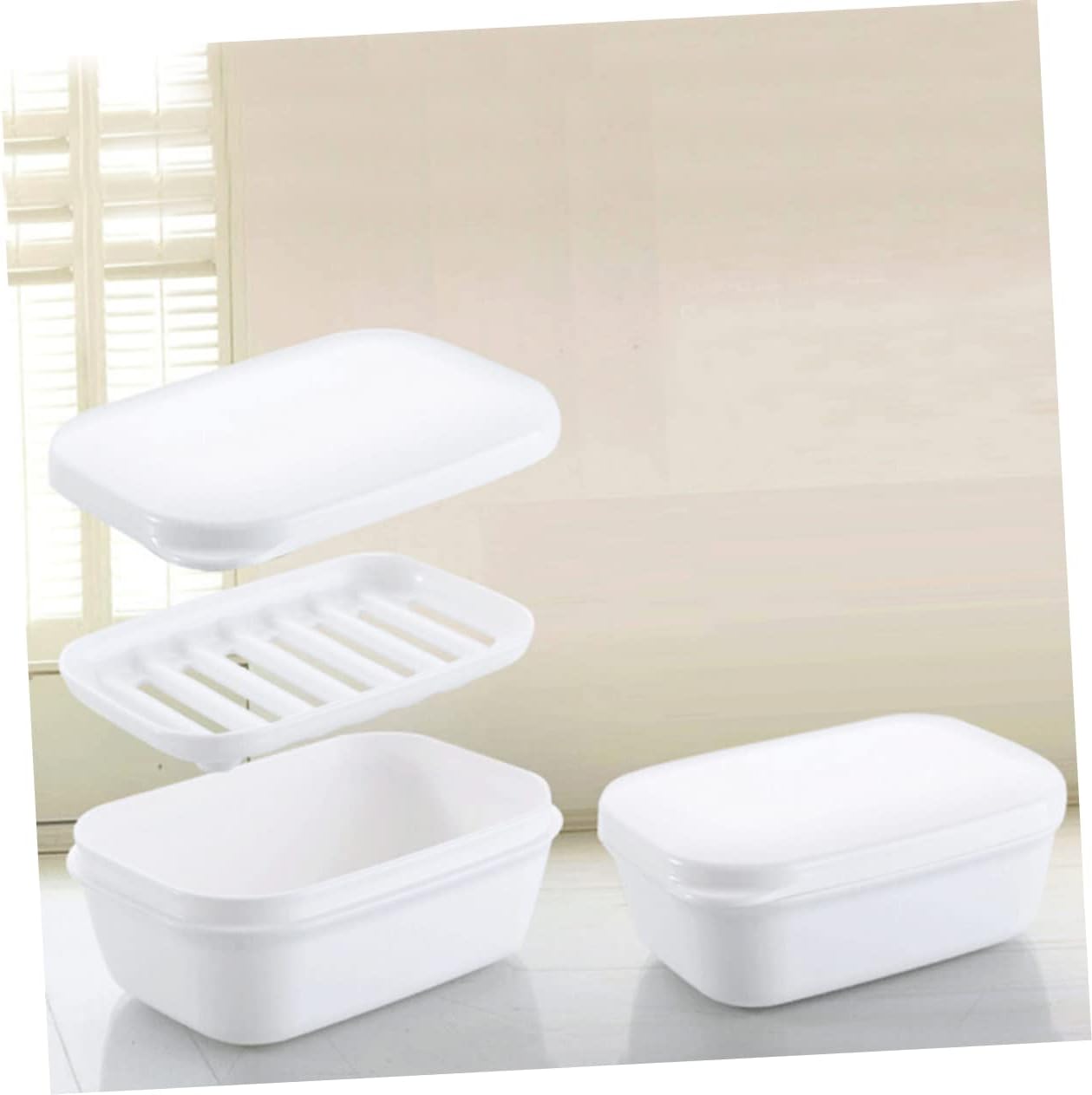 Portable Soap Dish with Drainage Leak Proof White