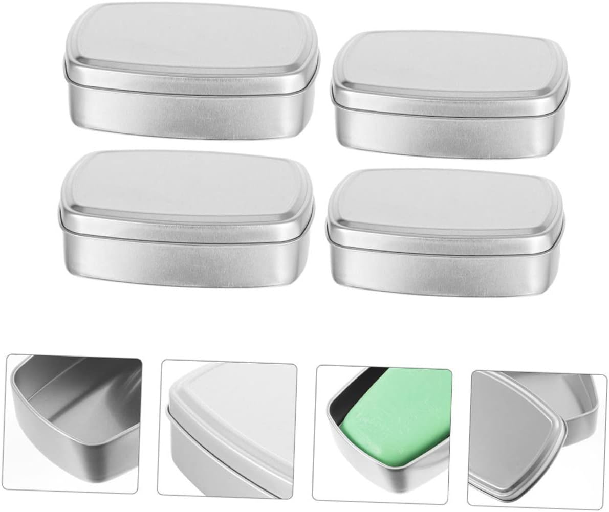 ERINGOGO 4pcs Aluminum Soap Boxes with Removable Lid 1