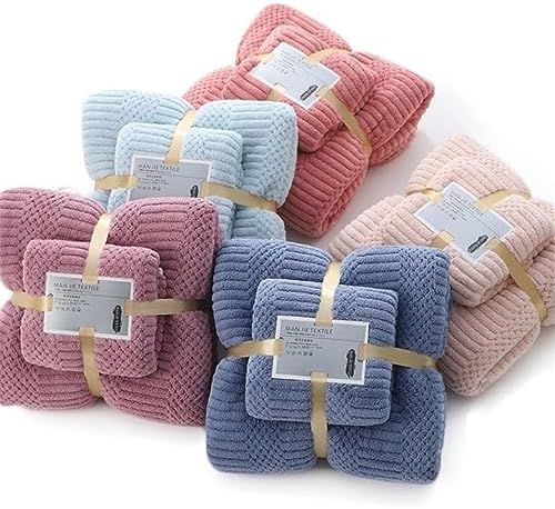 Coral Velvet Bath Towel Set of 6 with Washcloth