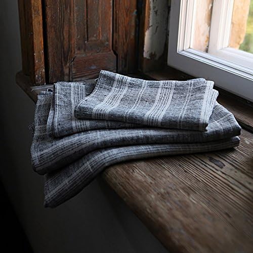 LinenMe Multistripe Bath Towel Set - Black Natural
