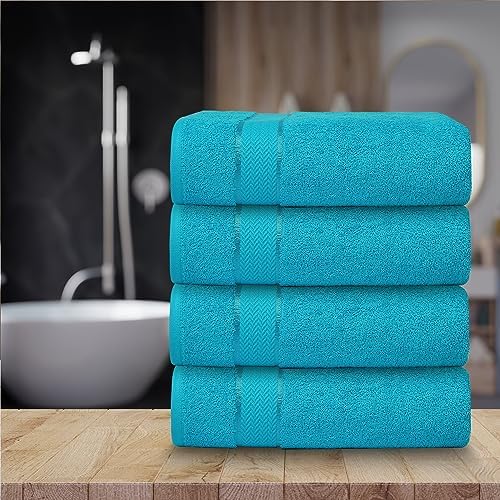 CraftBerry Aqua Blue 100 Cotton Bath Towel Set of 4