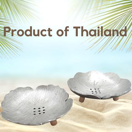 Coconut Shell Soap Dish with Silver Decor