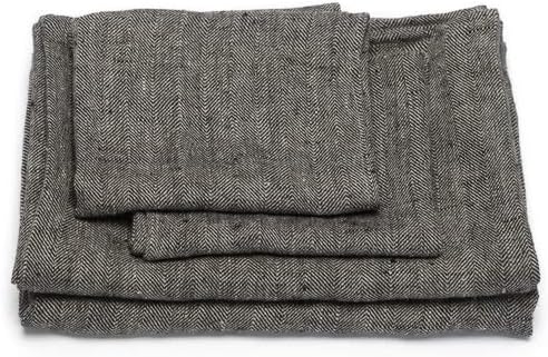 LinenMe Huckaback Linen Towel Set Black