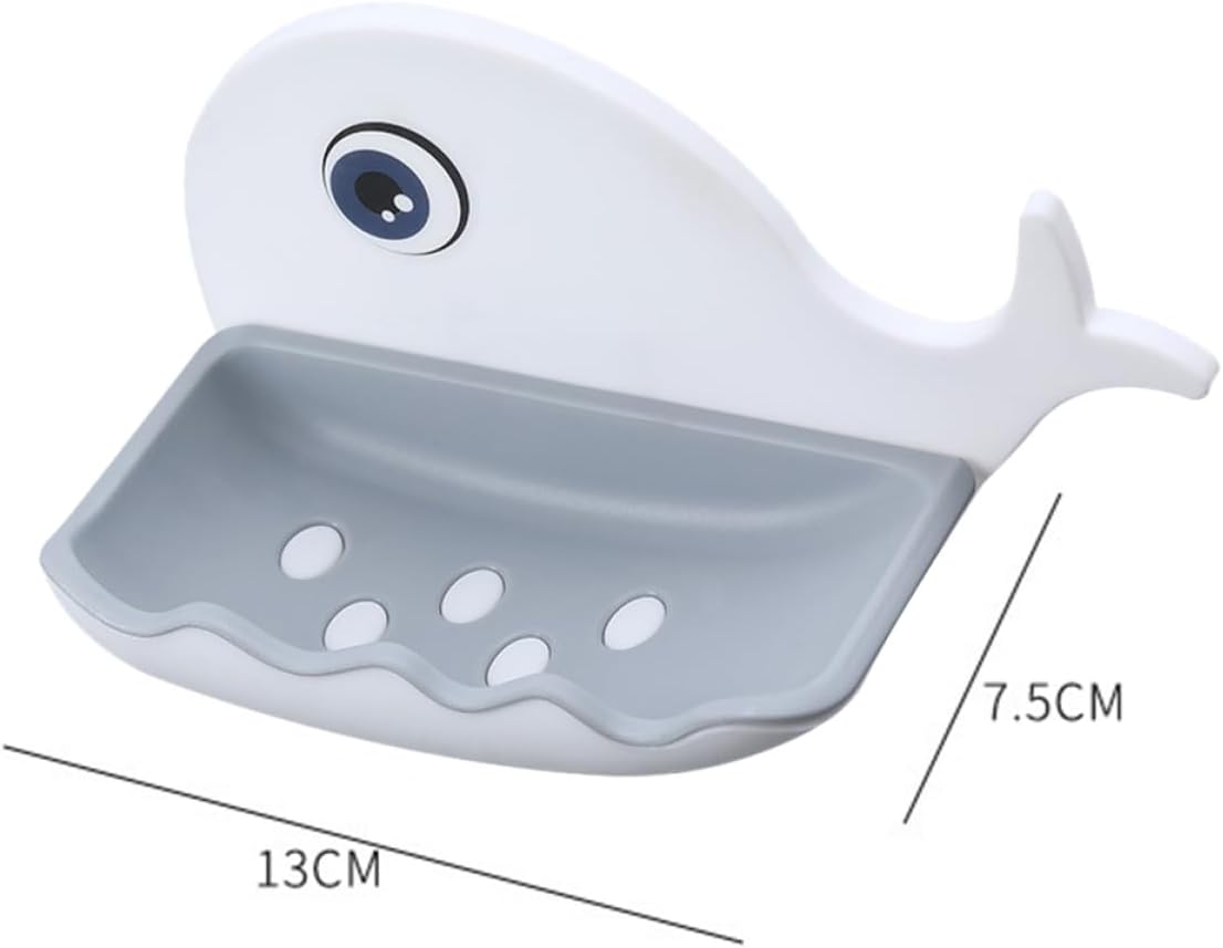 Modern Whale-Shaped Wall Soap Holder with Adhesive Base