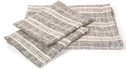 LinenMe Multistripe Bath Towel Set - Black Natural