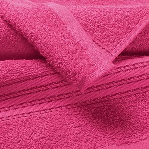 BOUTIQUO 100 Cotton Bath Towel Set 28x55 Hot Pink