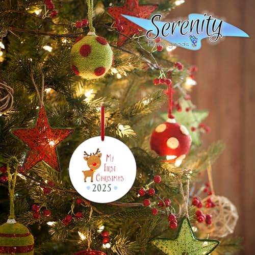 My First Christmas Ornament 2025 3 Ceramic Reindeer Keepsake