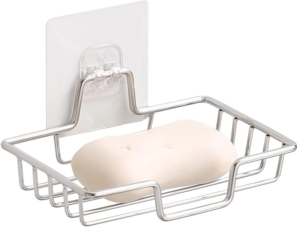 AKOAK 1 Pack Wall-Mounted Soap Dish Holder - Silver