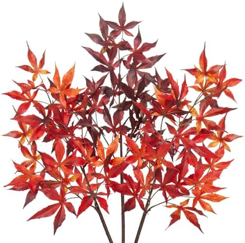 3Pcs Artificial Maple Leaf Branches 30 Fall Decor Stems