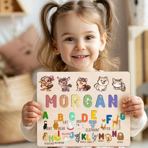 Personalized Wooden Name Puzzle for Toddlers 1-3 1