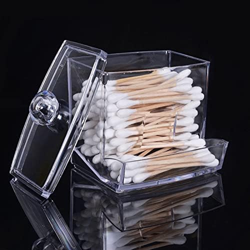 Khakho 2Pcs Clear Cotton Swab Holder with Lid