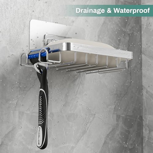 Oasiteege Wall Mounted Soap Holder with Drainage and Loofah Hooks