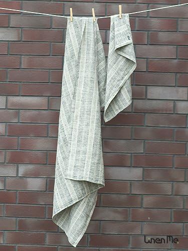 LinenMe Multistripe Bath Towel Set - Black Natural