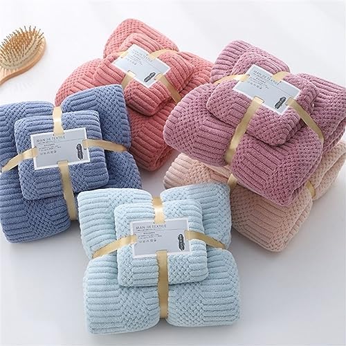 Coral Velvet Bath Towel Set of 6 with Washcloth