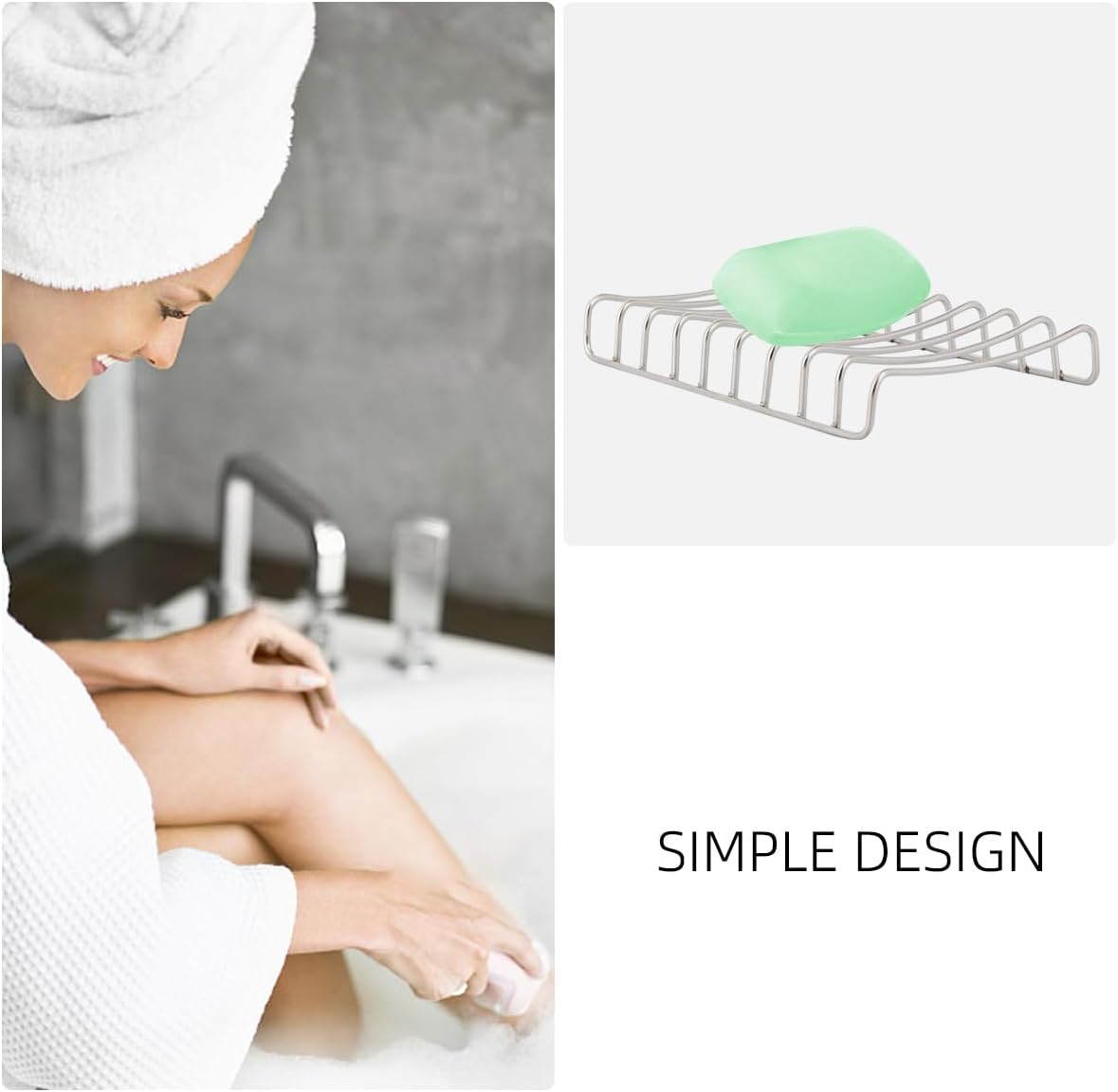 Amosfun Stainless Steel Soap Dish with Drain