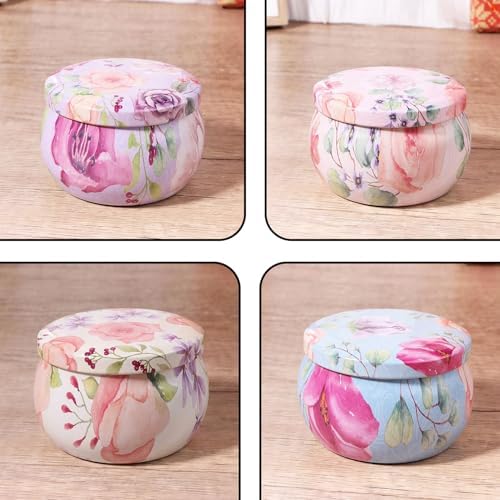 12-Pack 25oz Candle Tins with Lids Marbled Floral Starry Sky Designs