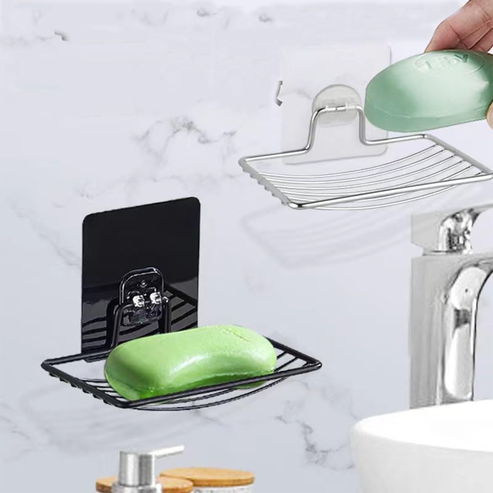 QIVANLIFE Soap Dish Holder Adhesive 304 Stainless Steel Wall Mounted 1 Piece Silver