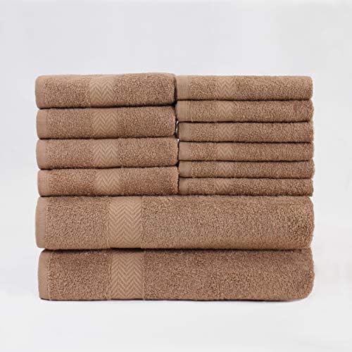 Superior Cotton Towel Set 12 Piece Latte Collection