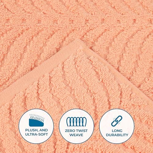 Superior Cotton Chevron 3-Piece Towel Set - Peach