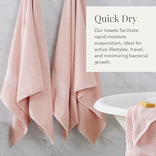 NY Loft 100 Cotton Bath Towel Set 4 Pack Light Pink