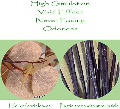 JD Artificial Silver Dollar Eucalyptus Plants 5PCS