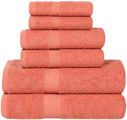 Superior 6-Piece Cotton Towel Set with Chevron Trim