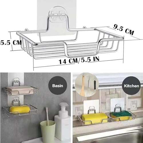 AKOAK 1 Pack Wall-Mounted Soap Dish Holder - Silver