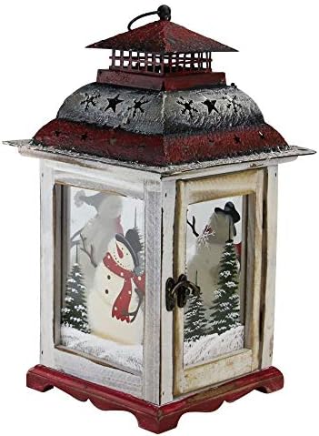 Northlight Snowman Christmas Pillar Candle Lantern 145 White