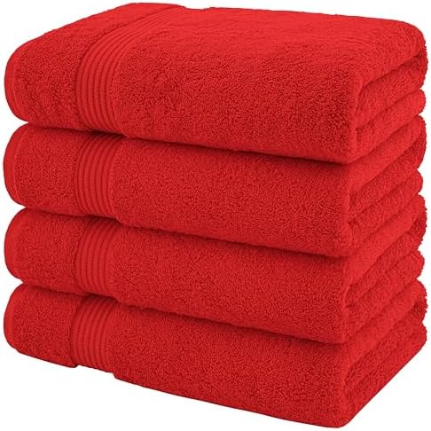 American Veteran 4 Pack Turkish Bath Towels Red