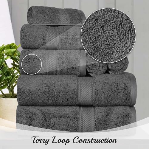 SUPERIOR Egyptian Cotton Pile 9-Piece Towel Set in Charcoal