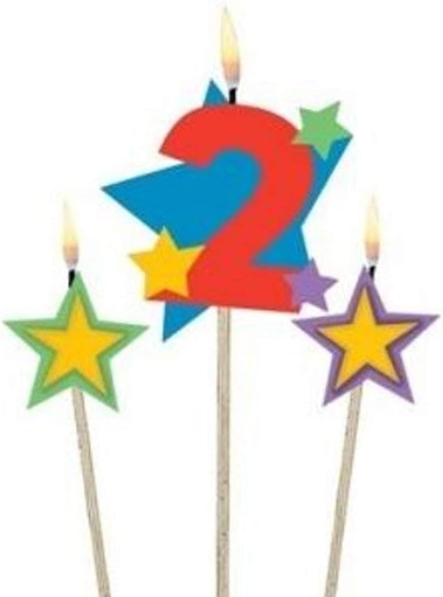 Amscan Number 2 Candle with Stars Party Accessory