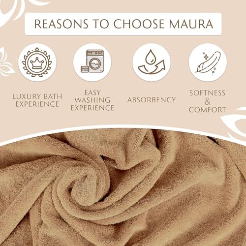 MAURA Biege Hand Towels Set of 6 - Brown Luxury Turkish Cotton
