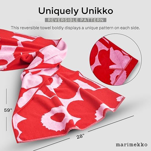 MARIMEKKO Unikko Cotton Terry Bath Towel Red
