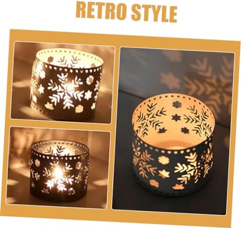 Iron Hollow Candle Holders Set Snowflake Christmas Decor