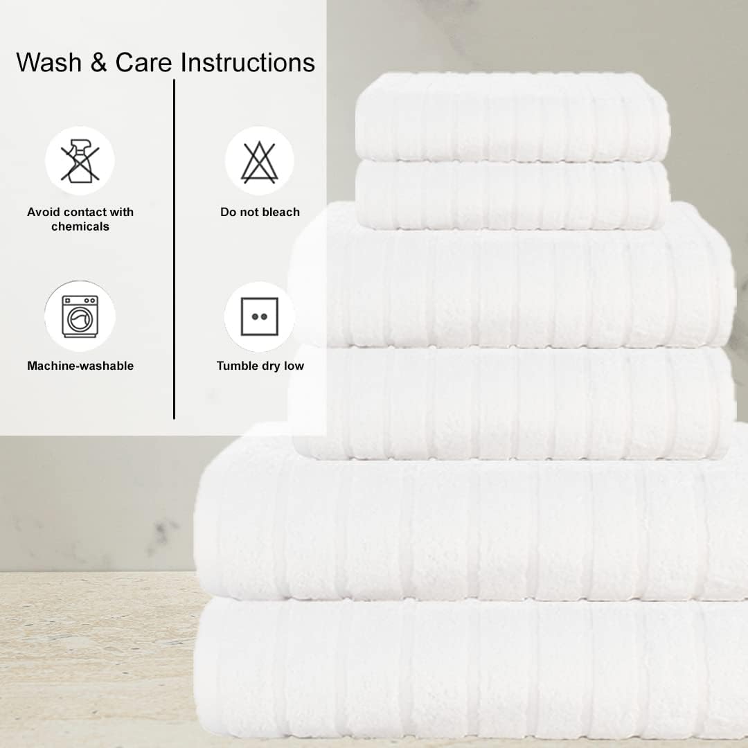 CASA COPENHAGEN White Egyptian Cotton Towel Set of 6