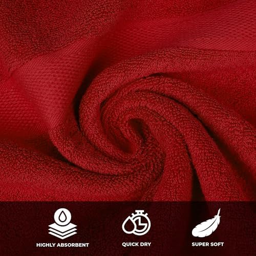 Lenenz Luxury Bath Towels 4 Pack Red 27x54 1