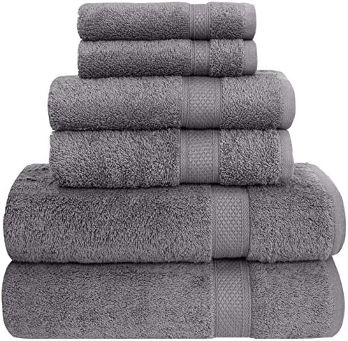 Pleasant Home 6 Piece Bath Towel Set in Grey