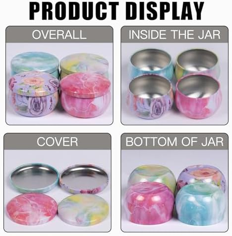 12-Pack 25oz Candle Tins with Lids Marbled Floral Starry Sky Designs