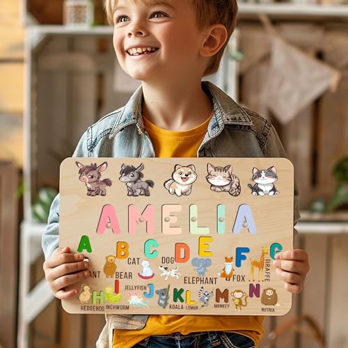 Personalized Wooden Name Puzzles for Baby Boys and Girls