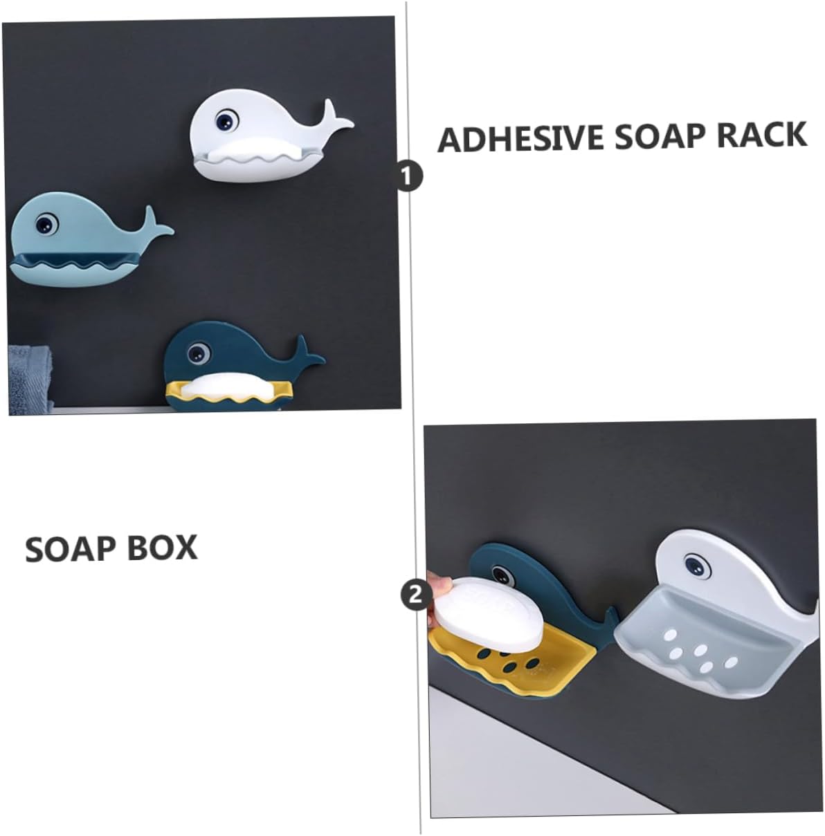 IMIKEYA Adorable Whale Soap Dish Wall Holder
