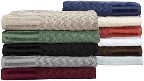 Lavish Home 6-Piece Cotton Bath Towel Set - Brick Chevron Patterned