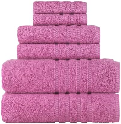 Rosyn Home Hotel Spa Quality 6 Piece Bath Towel Set Pink 1