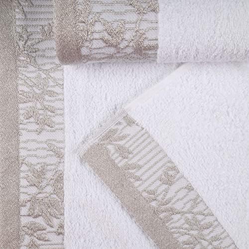 Superior Cotton Bath Towels Set of 2 with Floral Border
