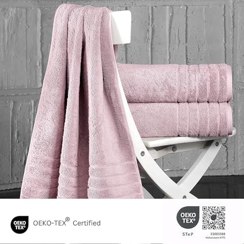 SALBAKOS 3-Piece Turkish Bath Towel Set - 100 Cotton 30x56 Rose