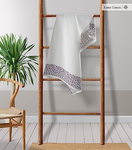 Lane Linen 4-Piece Waffle Towel Set - 28x54 White Bath Towels