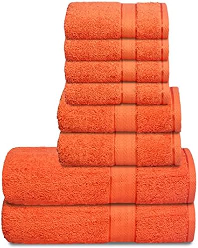 GLAMBURG 700 GSM 8-Piece Towel Set - Orange