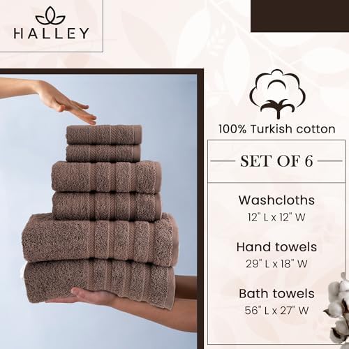HALLEY Turkish Towels Set 6 Piece 650 GSM 100 Cotton