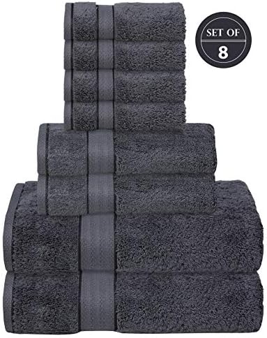 GLAMBURG 700 GSM 8-Piece Towel Set - Charcoal Grey Luxury